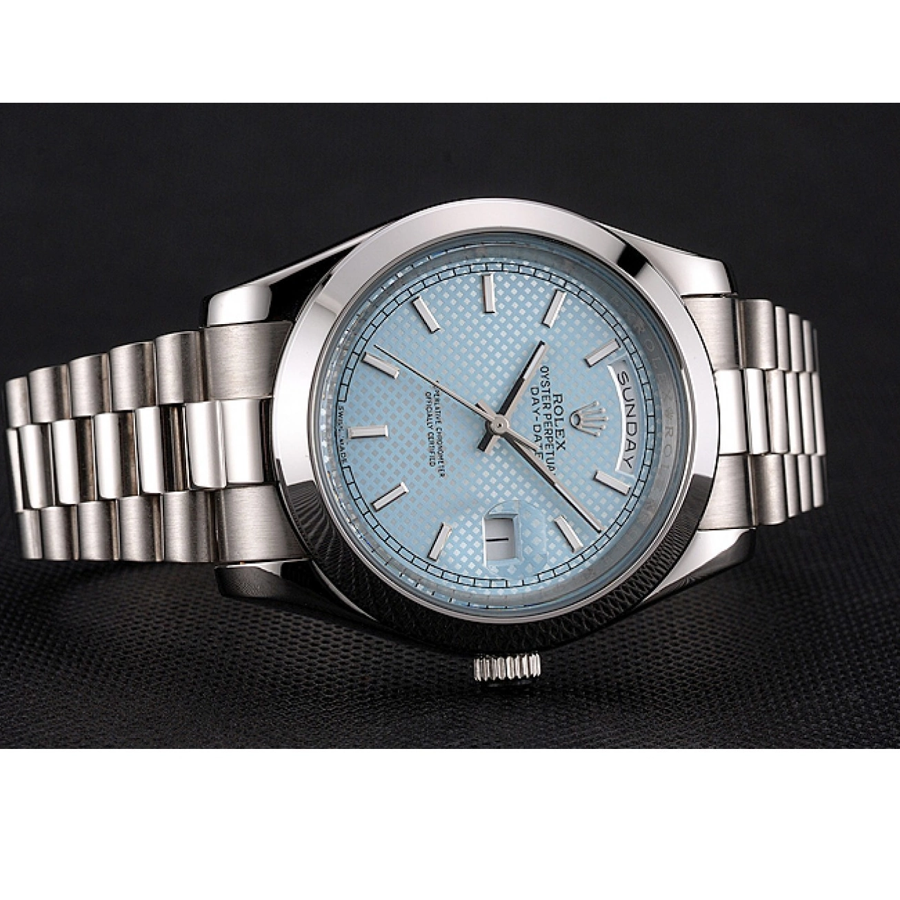 Good copy rolex watches 40 Dial And Steel Bracelet Case Stainless Blue Day Date Rolex Ice 0718